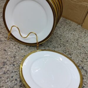 White Dinner Plates with Gold Rim