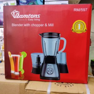 Ramtons 3 in 1 Blender + Chopper + Grinder – Stainless Steel