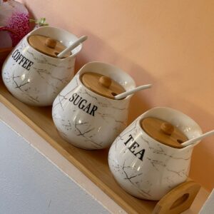 4-Piece Sugar Canister Set with Bamboo Base